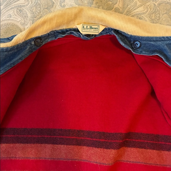 LL Bean vintage denim chore barn coat small blue wool lining - Picture 5 of 10